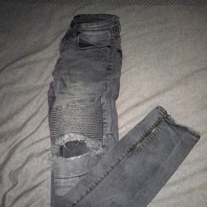 Ripped biker jeans